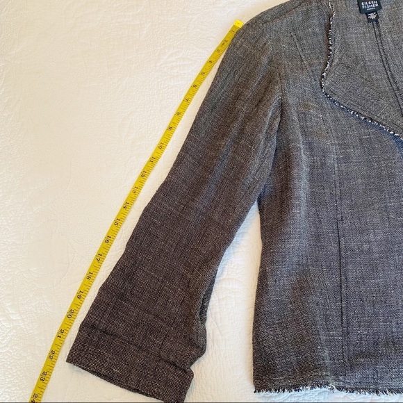 Eileen Fisher 2-Piece Linen Blend Dress and Fray Trim Jacket - Small Petite - Picture 11 of 16